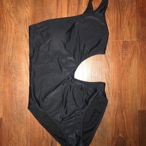 Black Cut Out One Piece Swimsuit